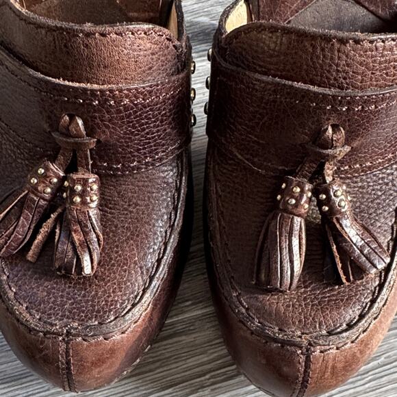 Vintage Michael Kors San Antonio Brown Leather Tassel Mules Size 5.5 - Picture 5 of 10